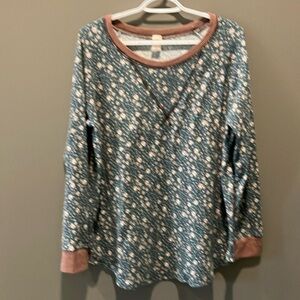 7th Ray Women’s Floral Long-sleeved Green Thermal Size 1X